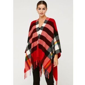 Red Rainbow Haymarket Plaid Checkered Scarf Cashmere-Feel Shawl Very Soft NWT